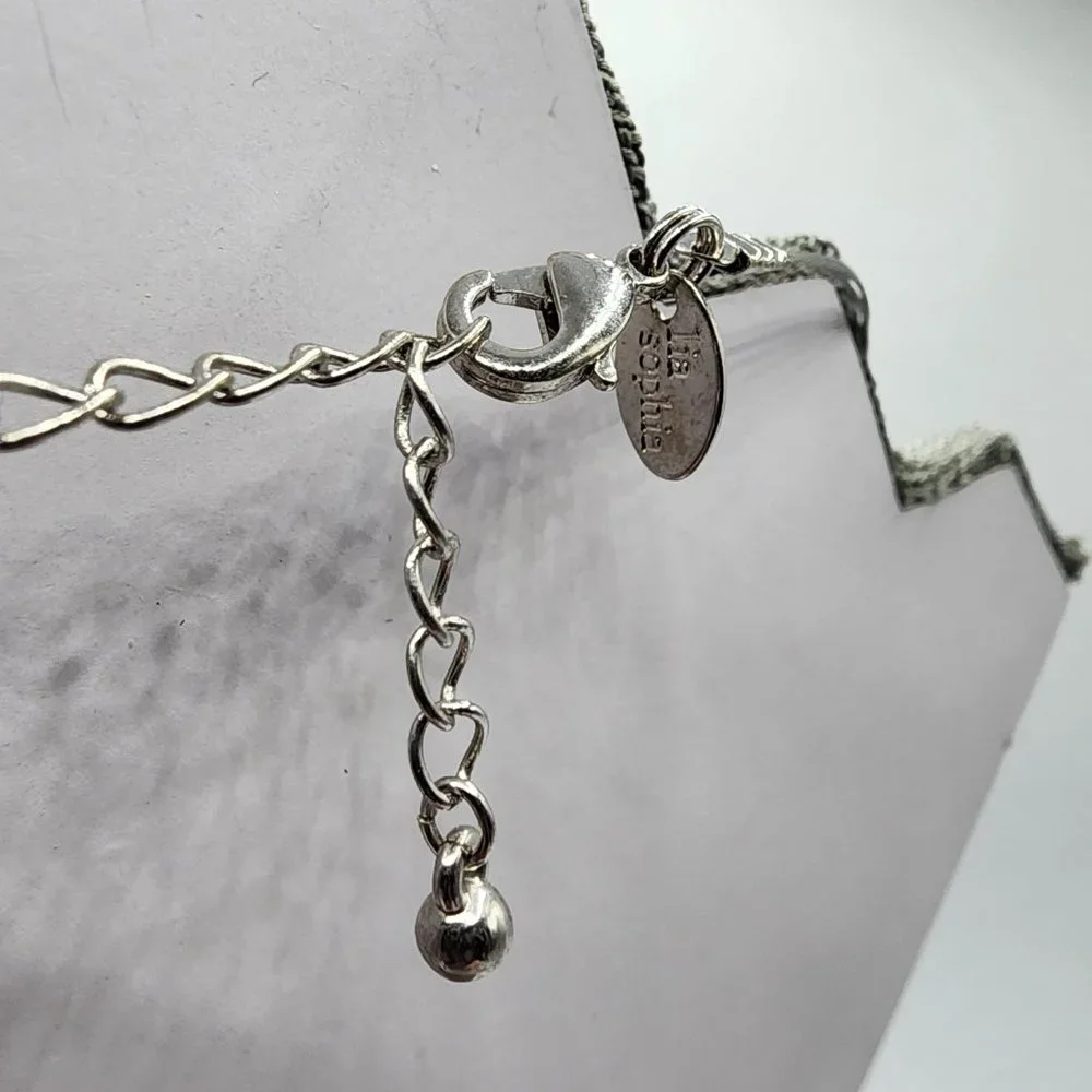 LIA SOPHIA COTTON CANDY Silver Pink Teardrop Floating Bead Signed Necklace